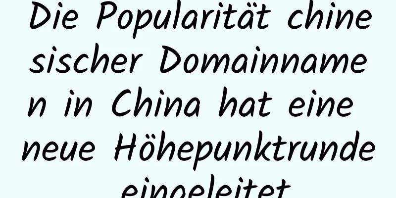 Die Popularität chinesischer Domainnamen in China hat eine neue Höhepunktrunde eingeleitet