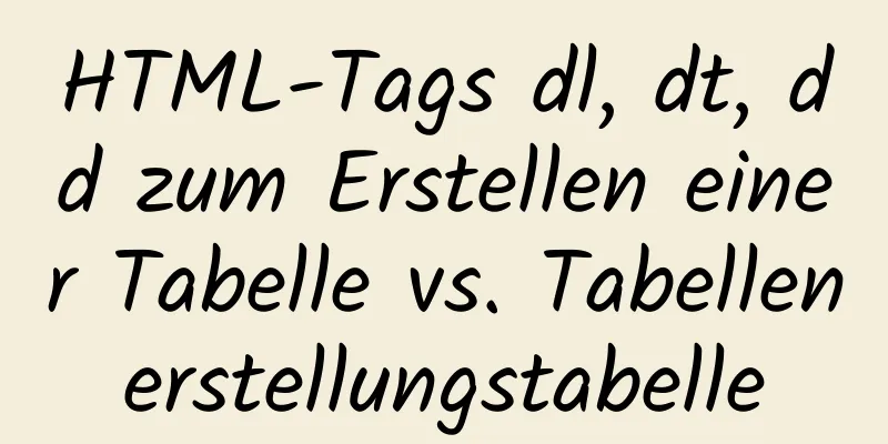 HTML-Tags dl, dt, dd zum Erstellen einer Tabelle vs. Tabellenerstellungstabelle