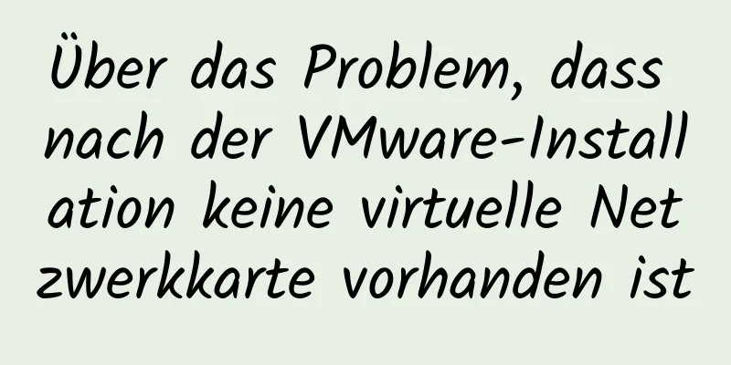 Über das Problem, dass nach der VMware-Installation keine virtuelle Netzwerkkarte vorhanden ist