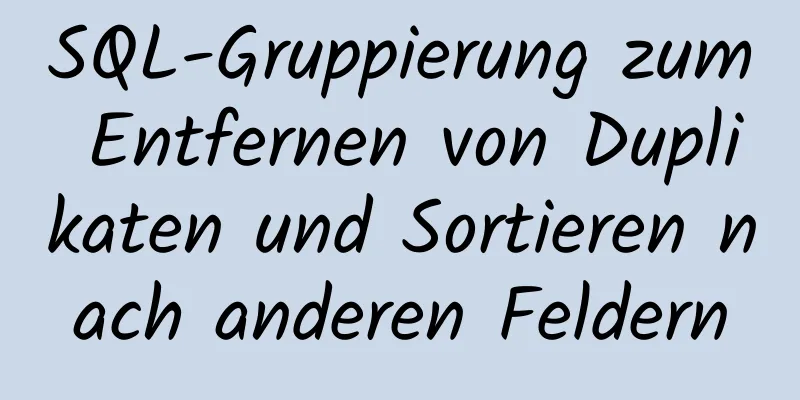 SQL-Gruppierung zum Entfernen von Duplikaten und Sortieren nach anderen Feldern