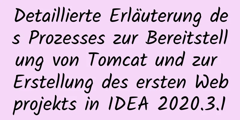 Detaillierte Erläuterung des Prozesses zur Bereitstellung von Tomcat und zur Erstellung des ersten Webprojekts in IDEA 2020.3.1