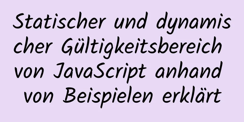 Statischer und dynamischer Gültigkeitsbereich von JavaScript anhand von Beispielen erklärt