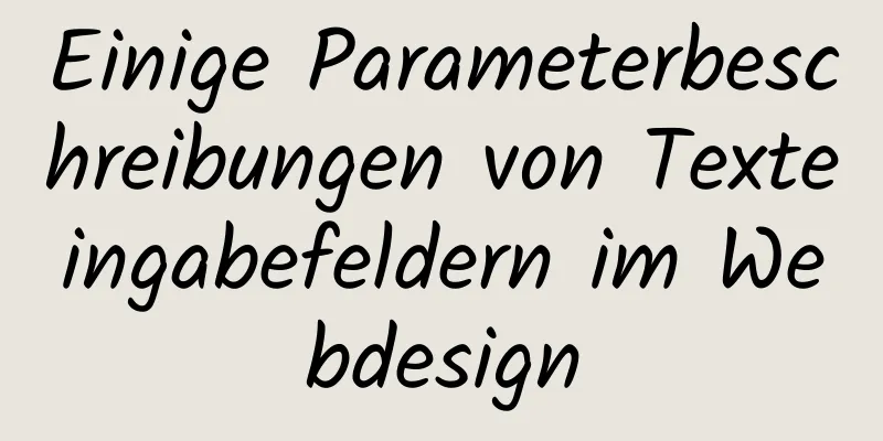 Einige Parameterbeschreibungen von Texteingabefeldern im Webdesign