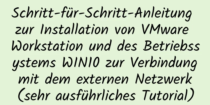 Schritt-für-Schritt-Anleitung zur Installation von VMware Workstation und des Betriebssystems WIN10 zur Verbindung mit dem externen Netzwerk (sehr ausführliches Tutorial)