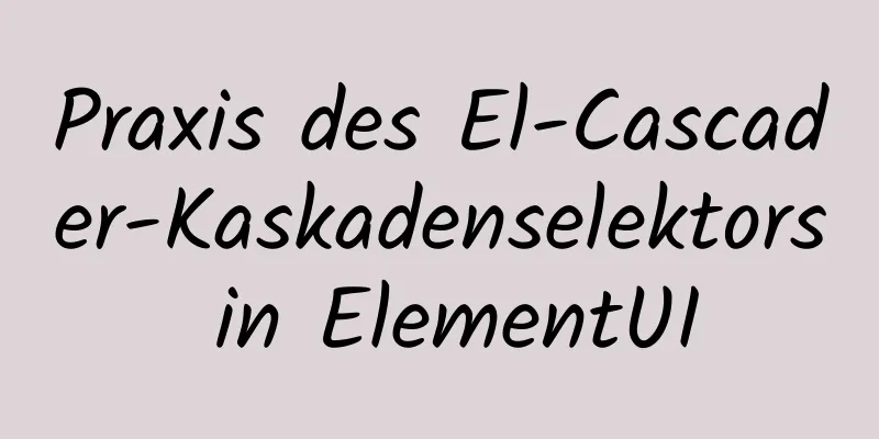 Praxis des El-Cascader-Kaskadenselektors in ElementUI