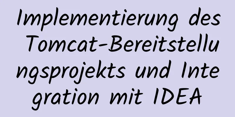 Implementierung des Tomcat-Bereitstellungsprojekts und Integration mit IDEA