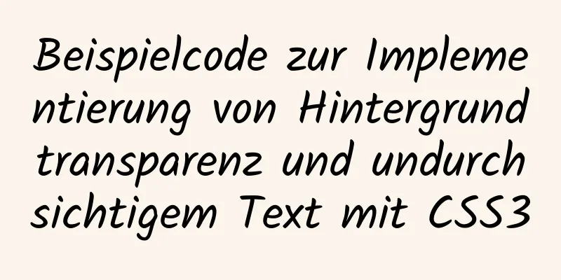 Beispielcode zur Implementierung von Hintergrundtransparenz und undurchsichtigem Text mit CSS3