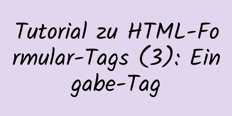 Tutorial zu HTML-Formular-Tags (3): Eingabe-Tag