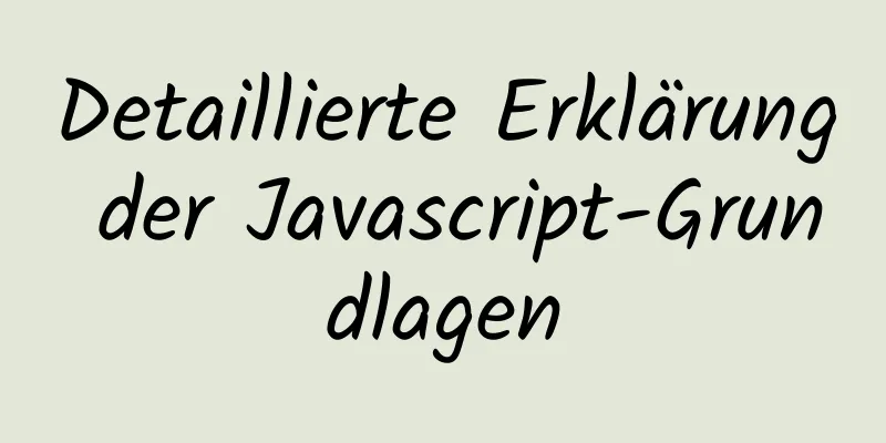 Detaillierte Erklärung der Javascript-Grundlagen