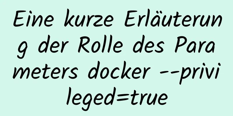 Eine kurze Erläuterung der Rolle des Parameters docker --privileged=true