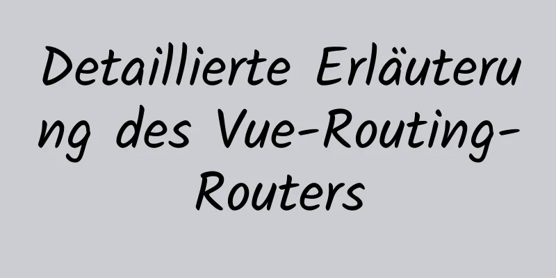 Detaillierte Erläuterung des Vue-Routing-Routers