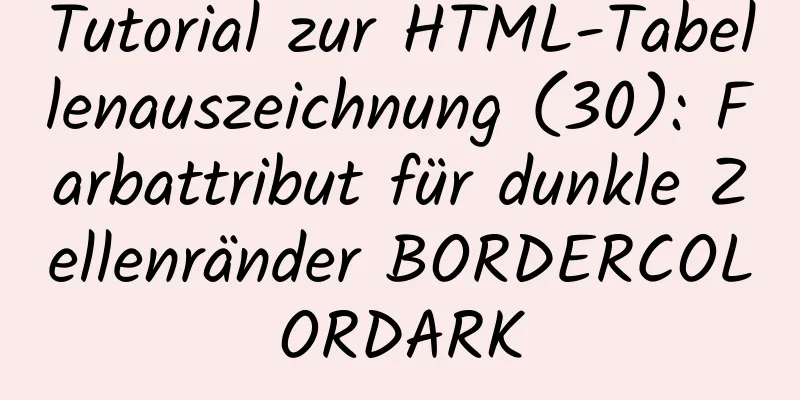 Tutorial zur HTML-Tabellenauszeichnung (30): Farbattribut für dunkle Zellenränder BORDERCOLORDARK