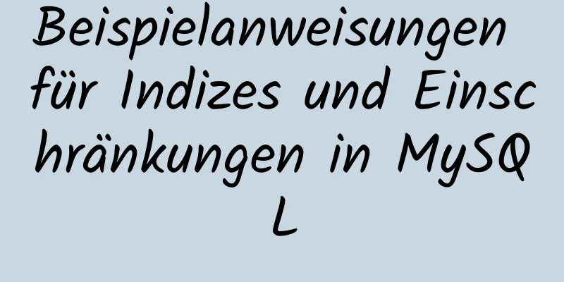 Beispielanweisungen für Indizes und Einschränkungen in MySQL