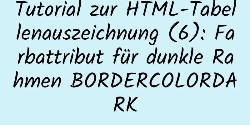 Tutorial zur HTML-Tabellenauszeichnung (6): Farbattribut für dunkle Rahmen BORDERCOLORDARK