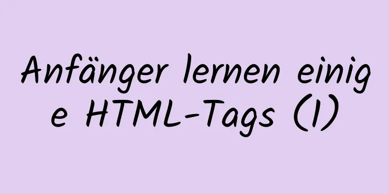 Anfänger lernen einige HTML-Tags (1)