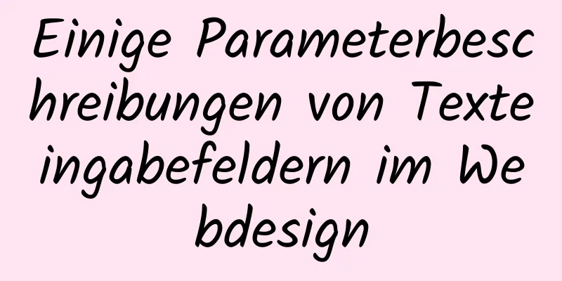 Einige Parameterbeschreibungen von Texteingabefeldern im Webdesign