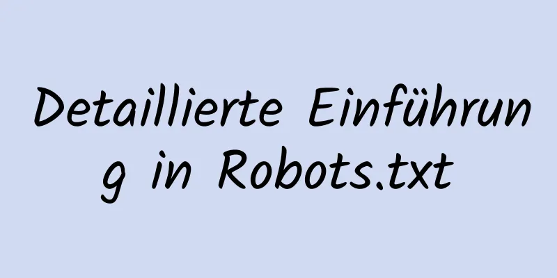 Detaillierte Einführung in Robots.txt