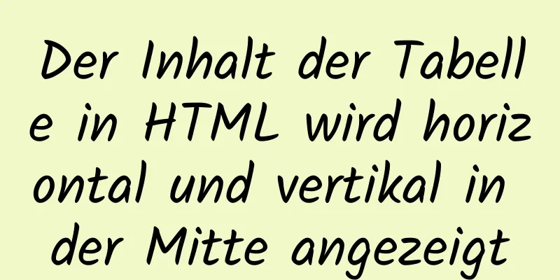 Der Inhalt der Tabelle in HTML wird horizontal und vertikal in der Mitte angezeigt