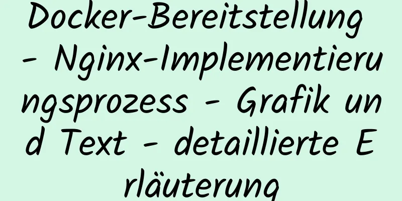 Docker-Bereitstellung - Nginx-Implementierungsprozess - Grafik und Text - detaillierte Erläuterung