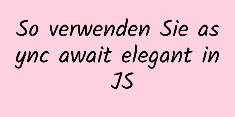 So verwenden Sie async await elegant in JS