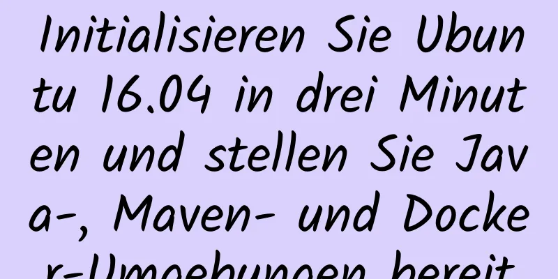 Initialisieren Sie Ubuntu 16.04 in drei Minuten und stellen Sie Java-, Maven- und Docker-Umgebungen bereit