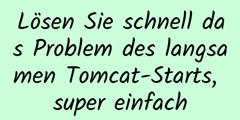 Lösen Sie schnell das Problem des langsamen Tomcat-Starts, super einfach