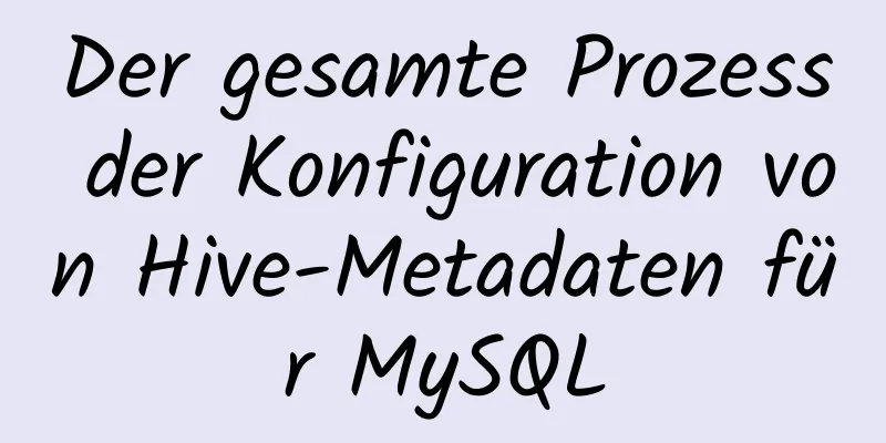 Der gesamte Prozess der Konfiguration von Hive-Metadaten für MySQL