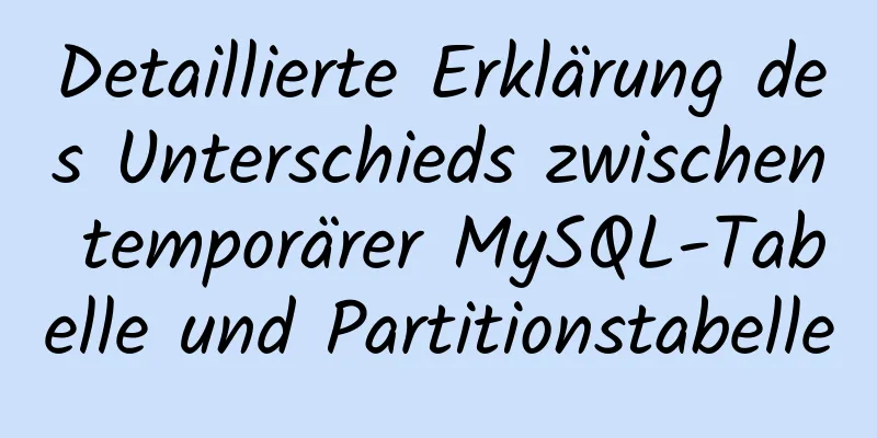 Detaillierte Erklärung des Unterschieds zwischen temporärer MySQL-Tabelle und Partitionstabelle