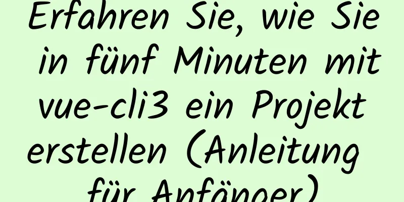 Erfahren Sie, wie Sie in fünf Minuten mit vue-cli3 ein Projekt erstellen (Anleitung für Anfänger)