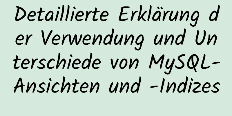 Detaillierte Erklärung der Verwendung und Unterschiede von MySQL-Ansichten und -Indizes