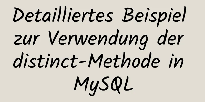 Detailliertes Beispiel zur Verwendung der distinct-Methode in MySQL