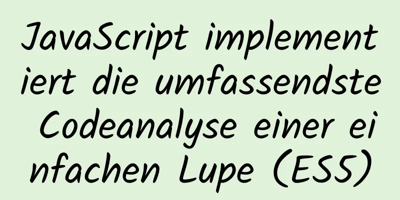 JavaScript implementiert die umfassendste Codeanalyse einer einfachen Lupe (ES5)