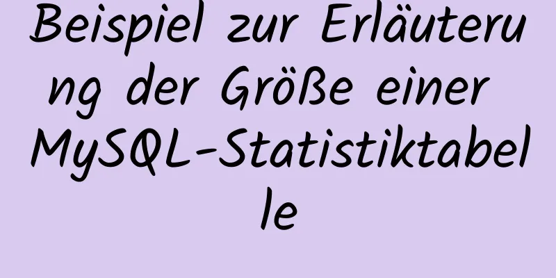 Beispiel zur Erläuterung der Größe einer MySQL-Statistiktabelle