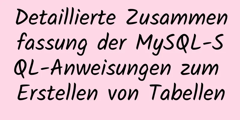 Detaillierte Zusammenfassung der MySQL-SQL-Anweisungen zum Erstellen von Tabellen