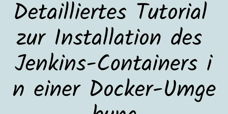 Detailliertes Tutorial zur Installation des Jenkins-Containers in einer Docker-Umgebung