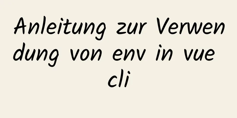 Anleitung zur Verwendung von env in vue cli