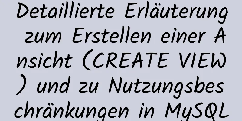 Detaillierte Erläuterung zum Erstellen einer Ansicht (CREATE VIEW) und zu Nutzungsbeschränkungen in MySQL