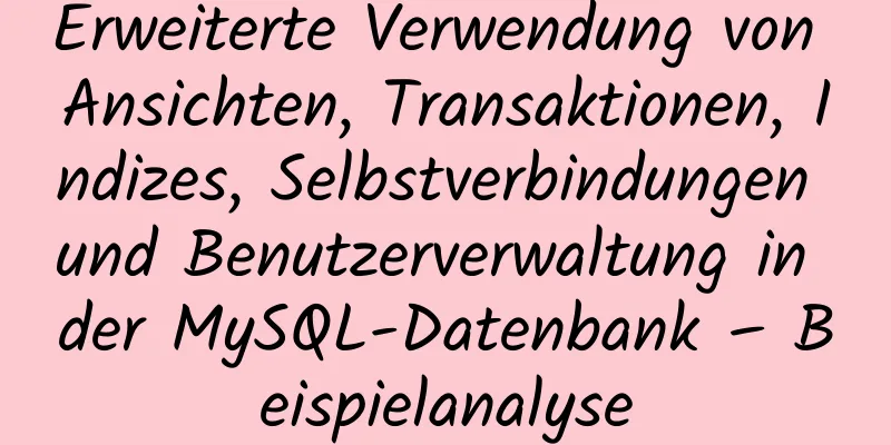 Erweiterte Verwendung von Ansichten, Transaktionen, Indizes, Selbstverbindungen und Benutzerverwaltung in der MySQL-Datenbank – Beispielanalyse