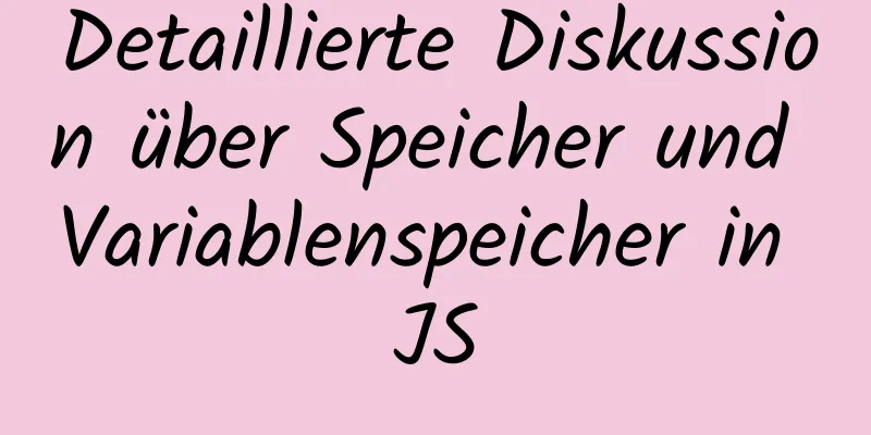 Detaillierte Diskussion über Speicher und Variablenspeicher in JS