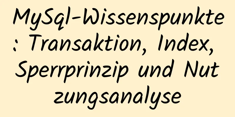 MySql-Wissenspunkte: Transaktion, Index, Sperrprinzip und Nutzungsanalyse