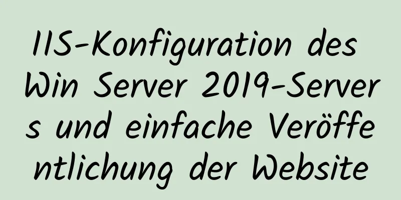 IIS-Konfiguration des Win Server 2019-Servers und einfache Veröffentlichung der Website