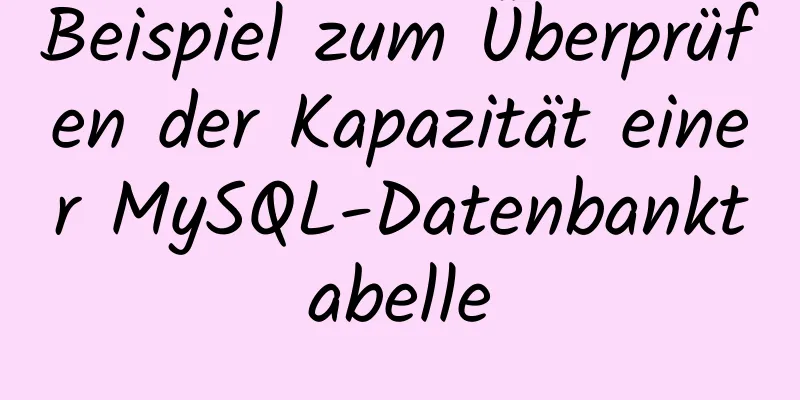 Beispiel zum Überprüfen der Kapazität einer MySQL-Datenbanktabelle