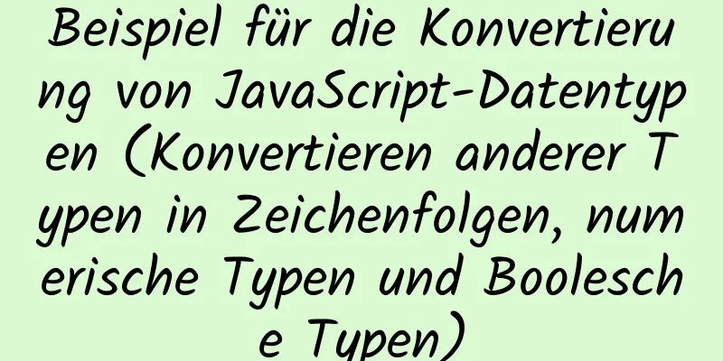 Beispiel für die Konvertierung von JavaScript-Datentypen (Konvertieren anderer Typen in Zeichenfolgen, numerische Typen und Boolesche Typen)