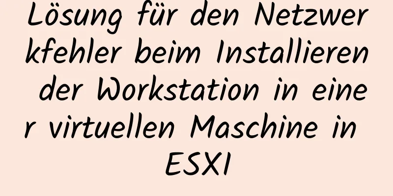 Lösung für den Netzwerkfehler beim Installieren der Workstation in einer virtuellen Maschine in ESXI