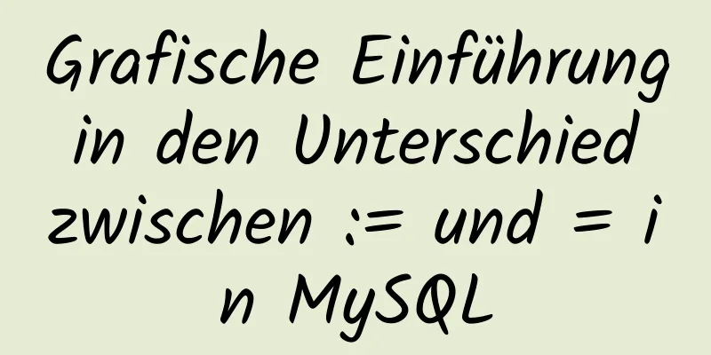 Grafische Einführung in den Unterschied zwischen := und = in MySQL