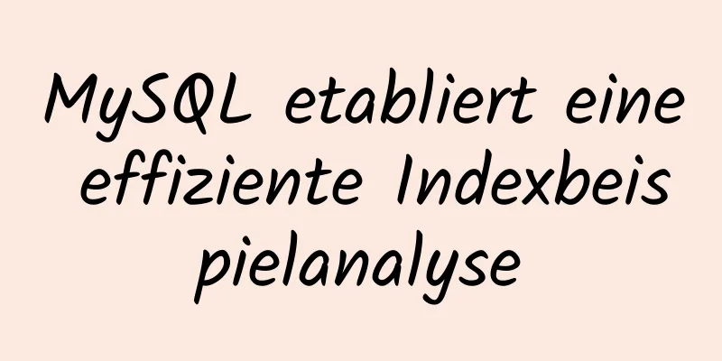 MySQL etabliert eine effiziente Indexbeispielanalyse