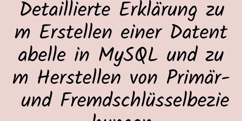 Detaillierte Erklärung zum Erstellen einer Datentabelle in MySQL und zum Herstellen von Primär- und Fremdschlüsselbeziehungen