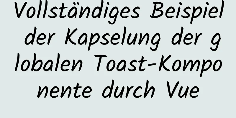 Vollständiges Beispiel der Kapselung der globalen Toast-Komponente durch Vue