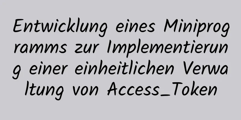 Entwicklung eines Miniprogramms zur Implementierung einer einheitlichen Verwaltung von Access_Token