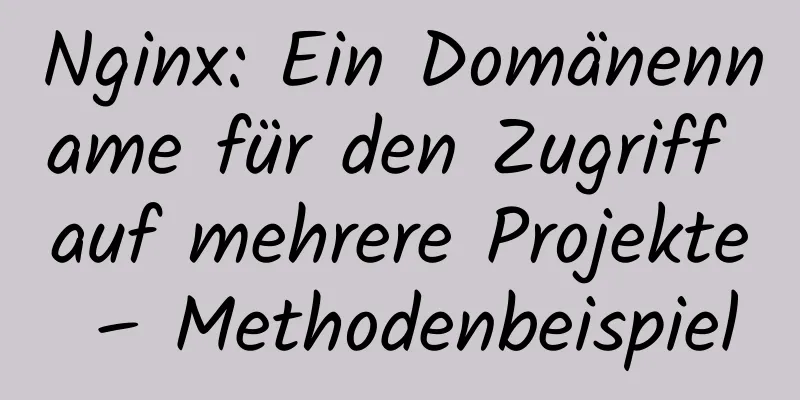 Nginx: Ein Domänenname für den Zugriff auf mehrere Projekte – Methodenbeispiel